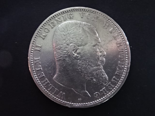 Württenberg, Wilhelm II. (1891-1918), 5 Mark 1900 F, J.176, KM. 632