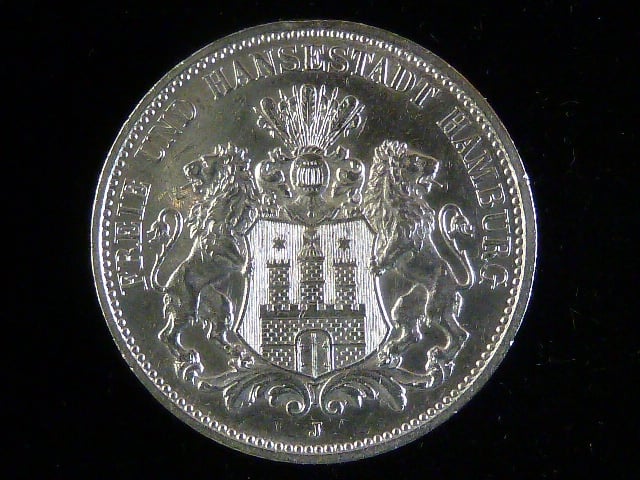 Hamburk, 3 Mark 1910 J, J.64, KM. 620