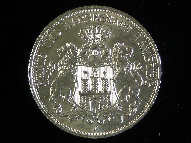 Hamburk, 3 Mark 1911 J, J.64, KM. 620