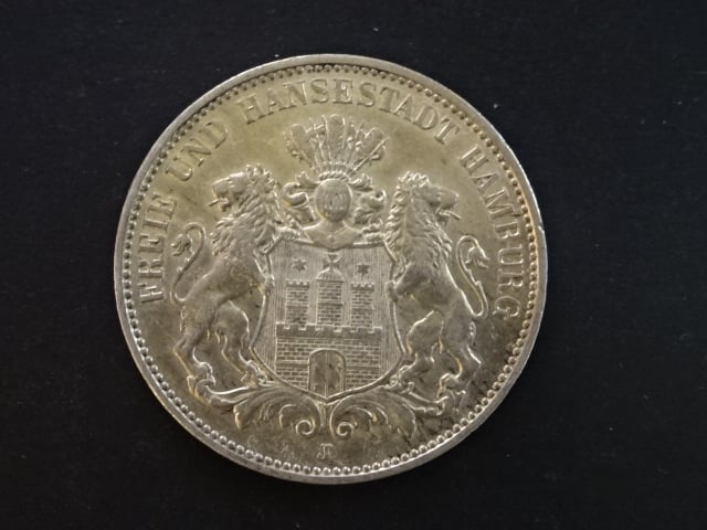 Hamburk, 3 Mark 1908 J, J.64, KM. 620
