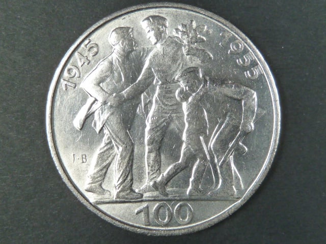 100 Kčs 1955a 10.výročí osvobození ČSSR