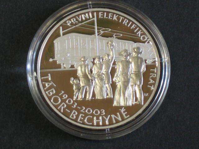 200 Kč 2003 První elektrifikovaná trať Tábor - Bechyně