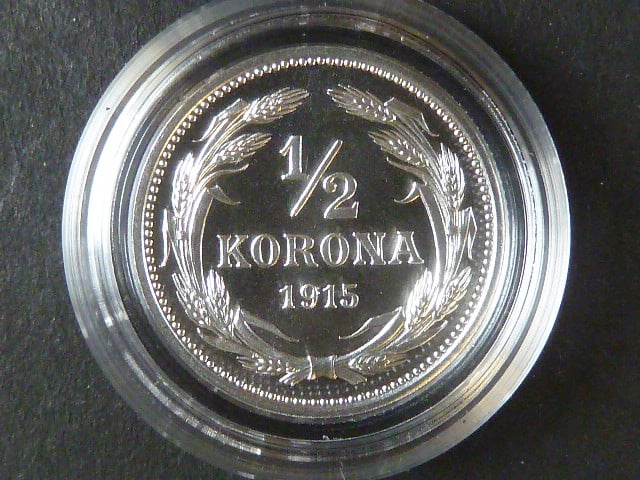 1/2 Koruna 1915 nevydaná, novoražba