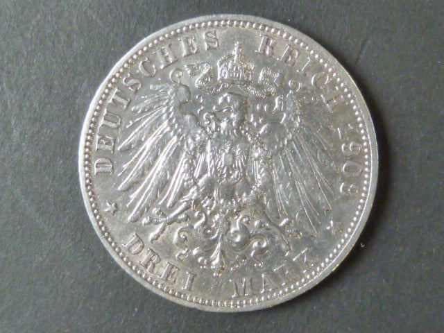Prusko, Wilhelm II (1888-1918), 3 Mark 1908 A, J. 103