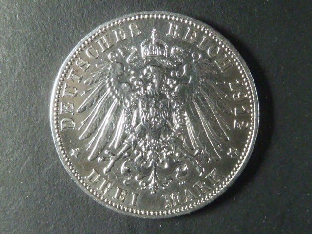 Sasko, Friedrich August III. (1904-1918), 3 Mark 19012 E, J.135