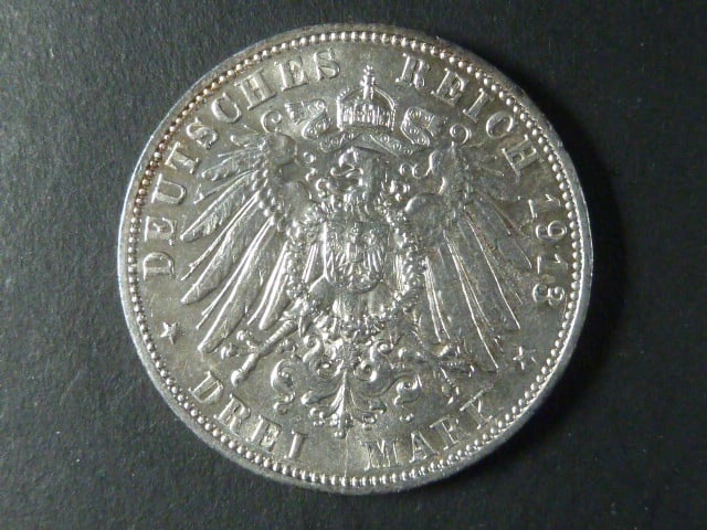 Sasko, Friedrich August III. (1904-1918), 3 Mark 19013 E, J.135
