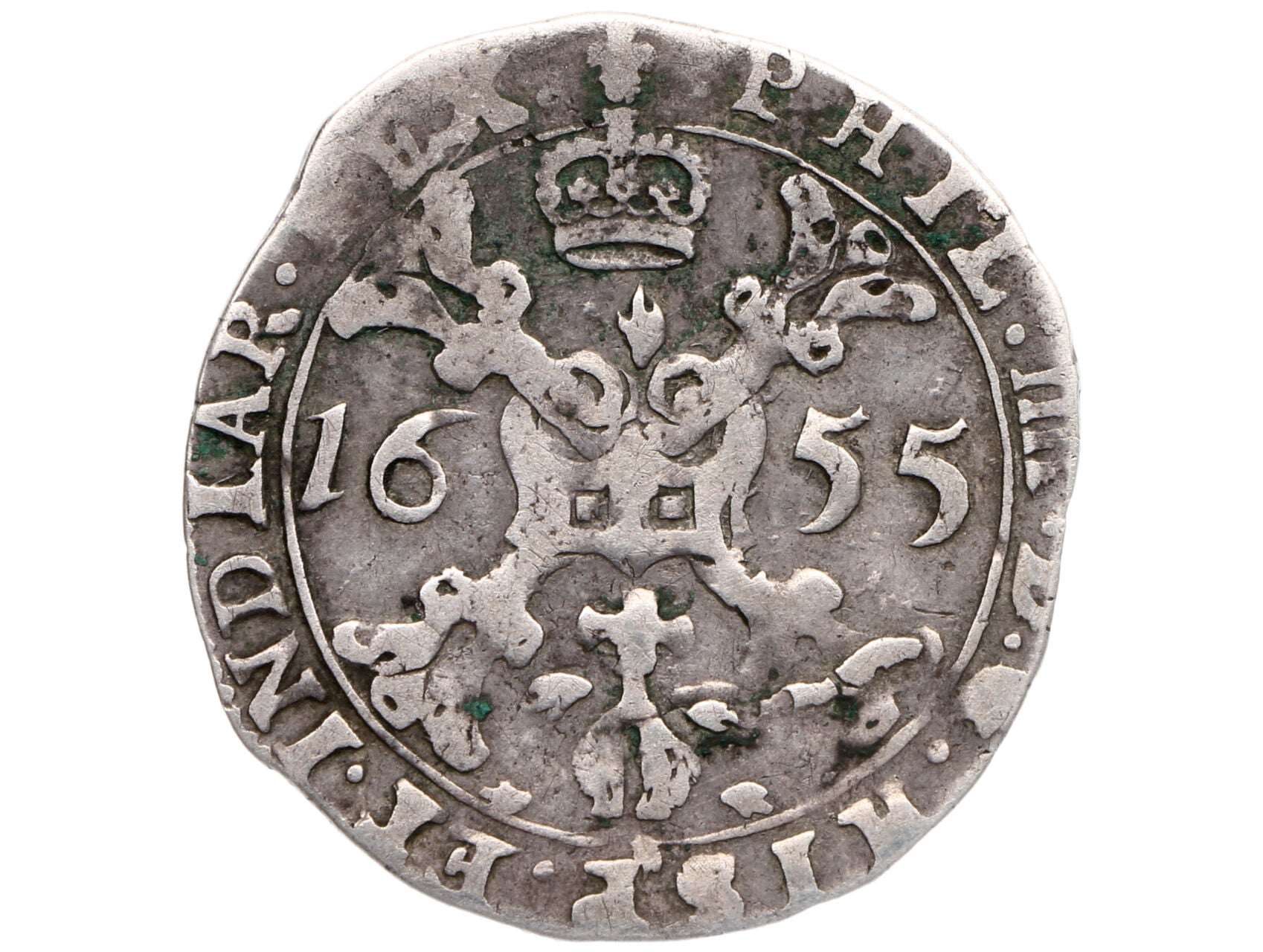 Španělské Nizozemí, Flandry, Philip IV., 1621-1665 - 1/4 Patagon 1655, K.M. 37_