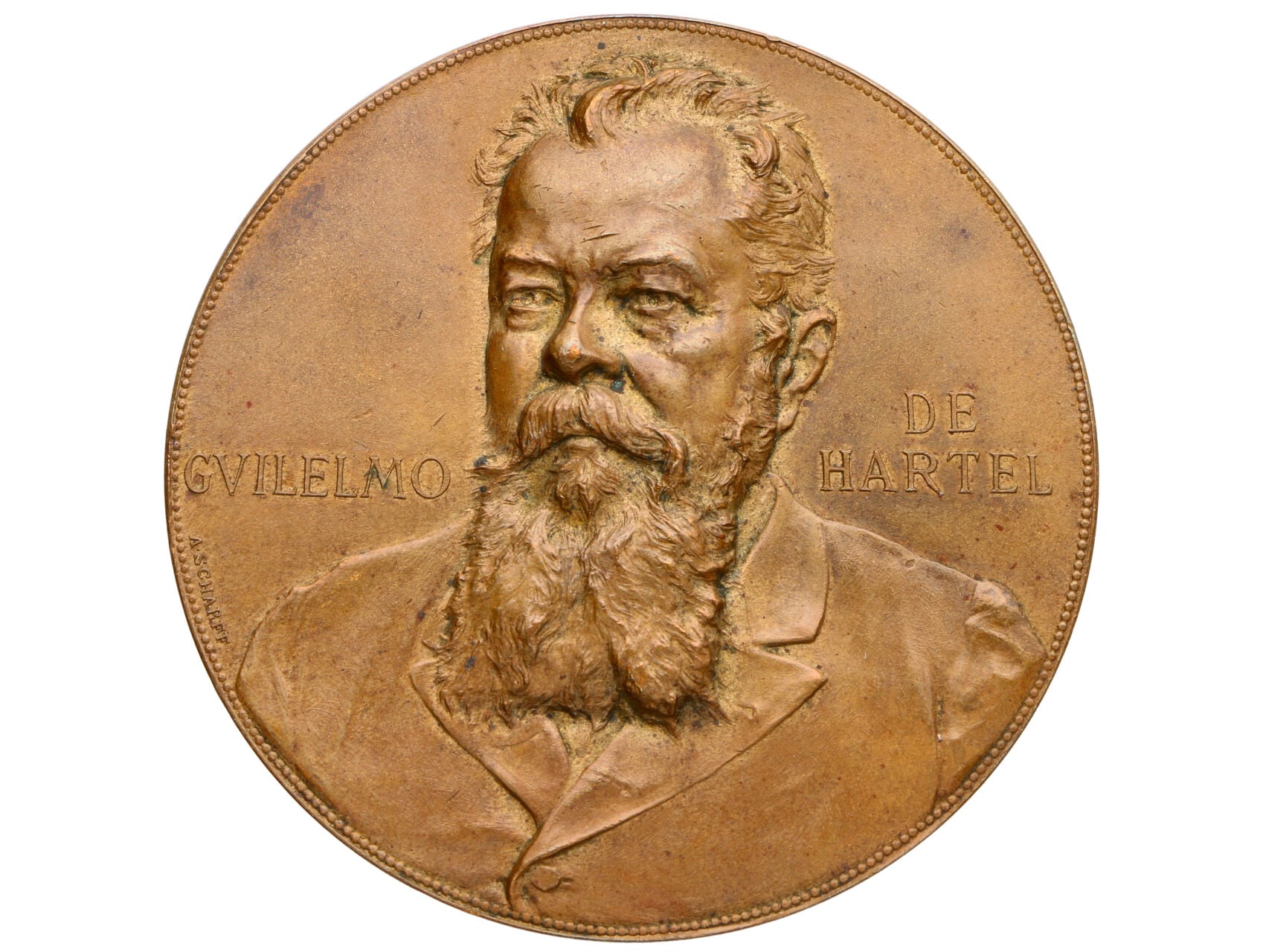 Scharff Anton Karl Rudolf 1845-1903 - AE medaile 1896 Guilelmus de Hartel, Bronz 59 mm_