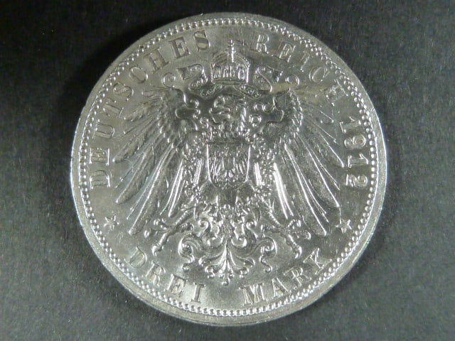 Württenberg, Wilhelm II. (1891-1918), 3 Mark 1912 F, J.175