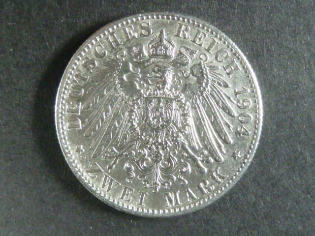 Württenberg, Wilhelm II. (1891-1918), 2 Mark 1904 F, J.174