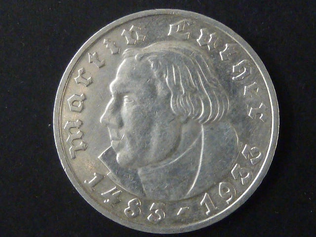 5 Reichsmark 1933 D Martin Luther, J.353