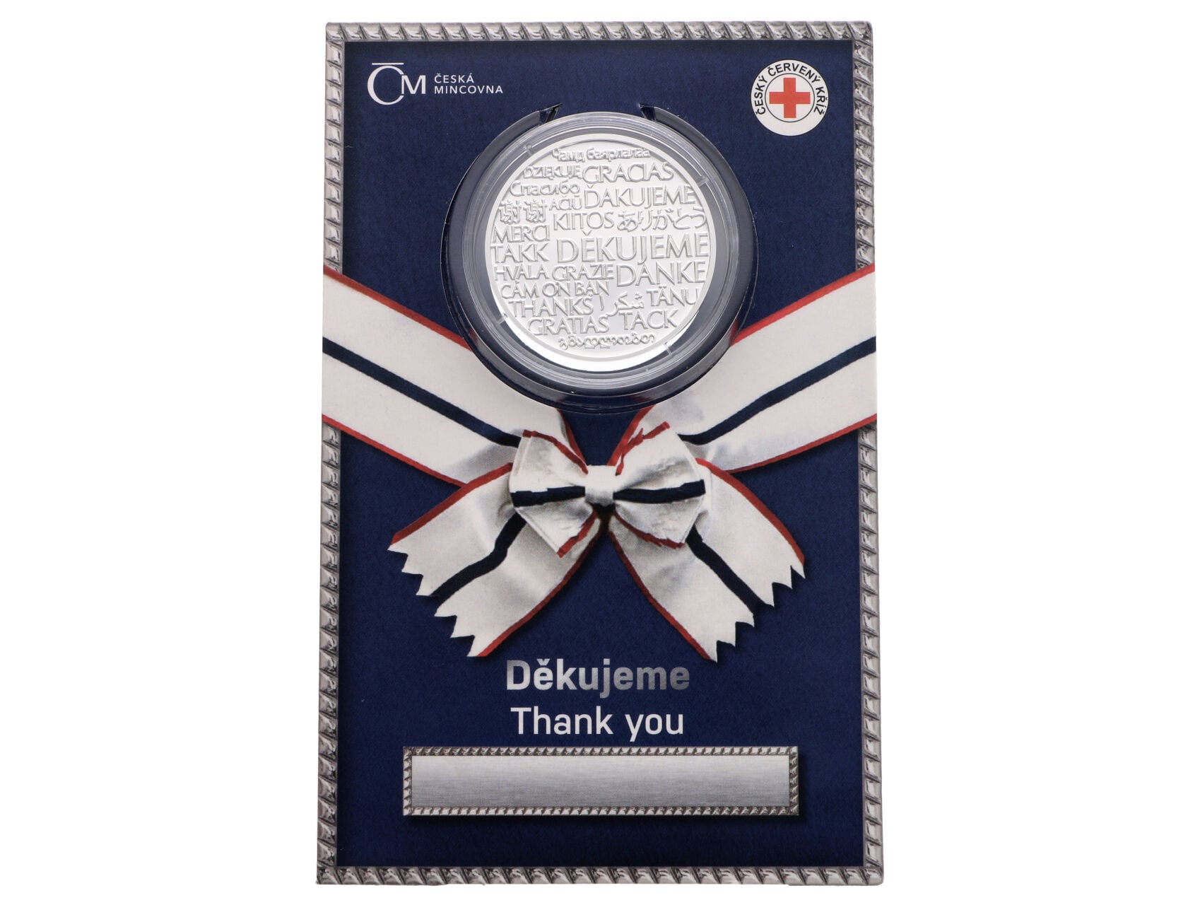 1 Oz medaile "Děkujeme" - Červený kříž, 0.999 Ag, 31,1g_