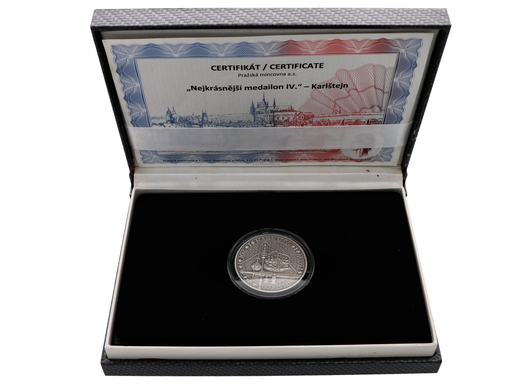 Stříbrná medaile Karlštejn, 0.999 Ag, 31,1g, náklad 1000ks_