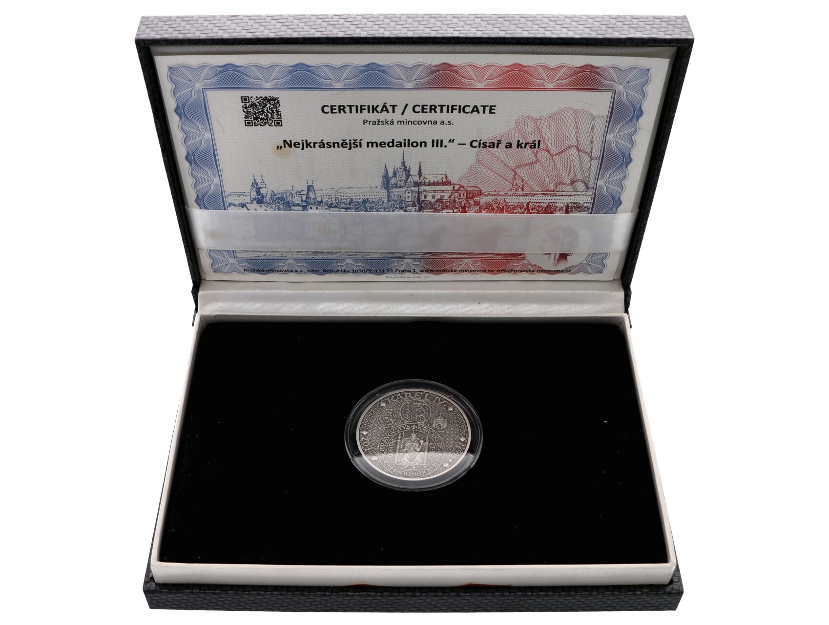 Stříbrná medaile Karel IV. - Císař a král, 0.999 Ag, 31,1g, náklad 1000ks_