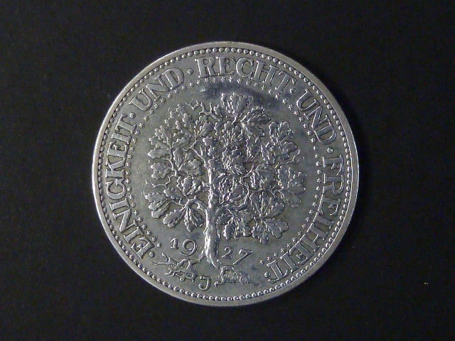 5 Reichsmark 1927 J Eichbaum, J.331