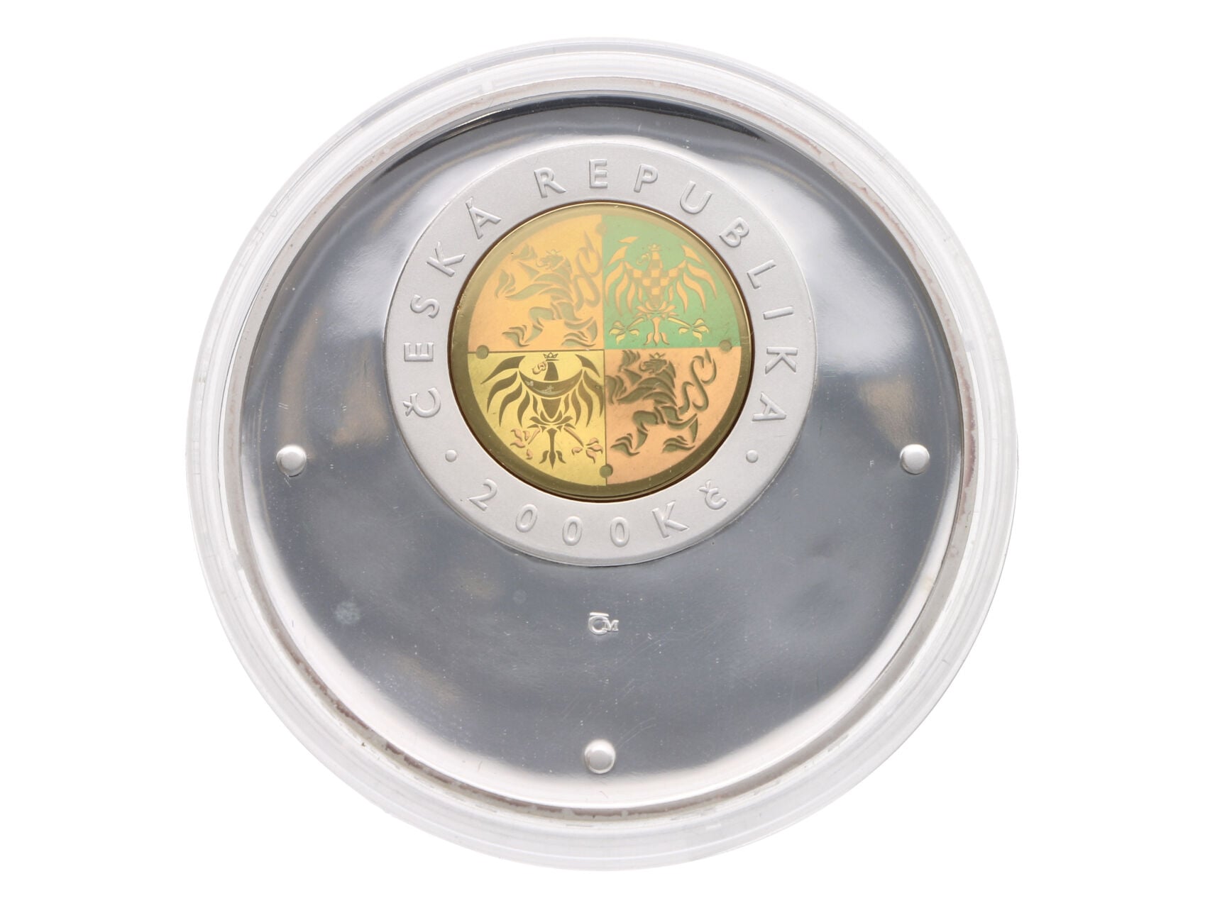 2000 Kč 2000 - Konec Milénia, oxidační skvrnky, etue a certifikát_