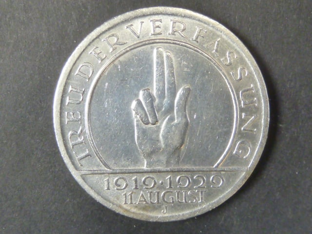 5 Reichsmark 1929 J 10.Jahrestag der Verfassung, J.341