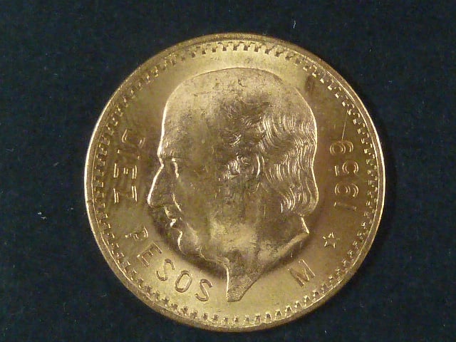 10 Pesos 1959, Au 0,900, 8,33g, KM 473