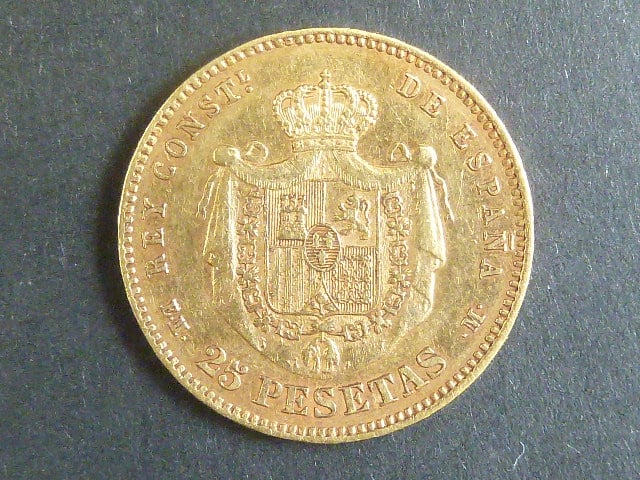 25 Pesetas 1878, Au 0,900, 8,06g