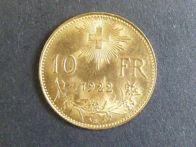 10 Frank 1922 B, 3,225g, Au 0.900