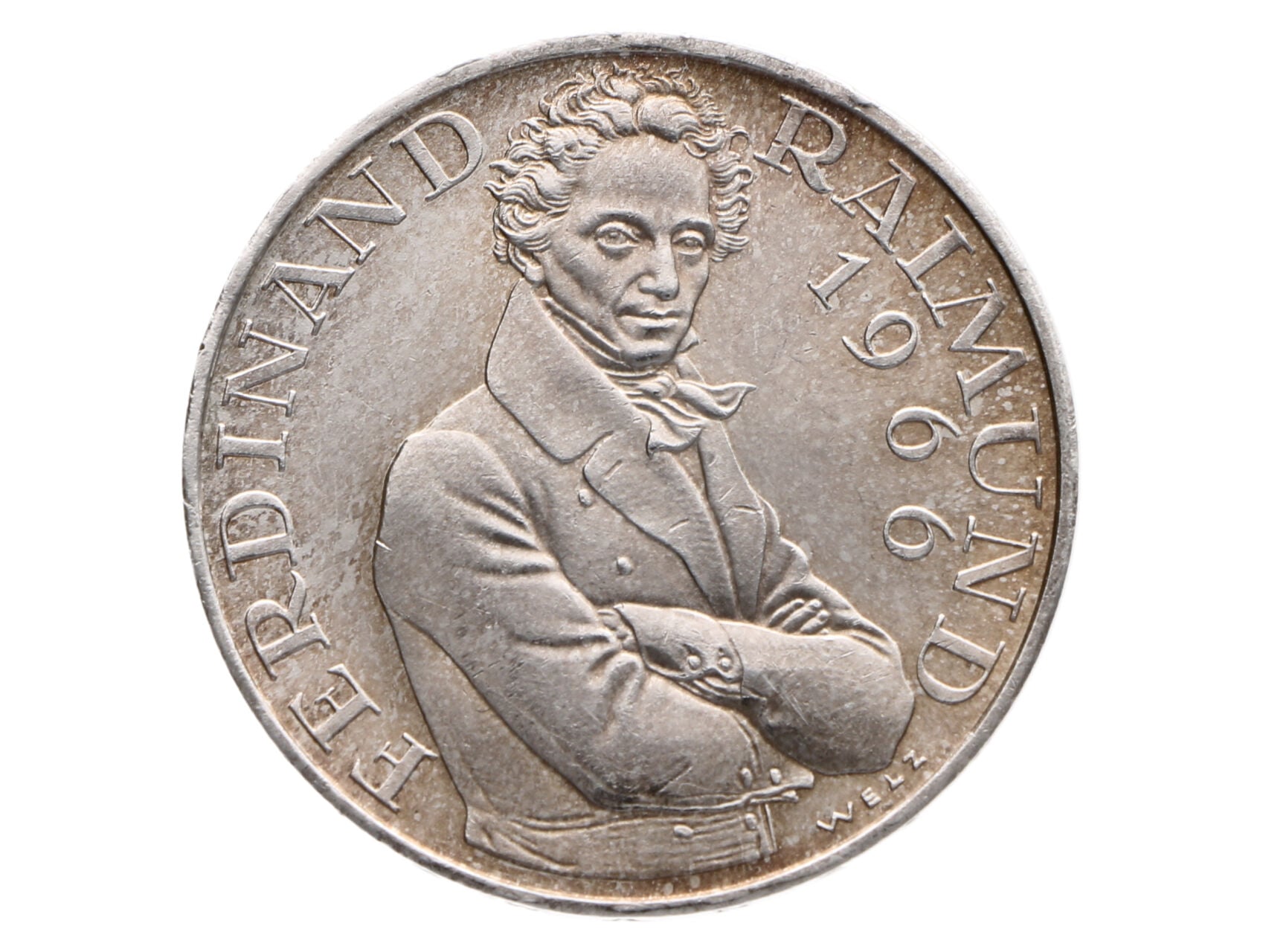 25 Schilling 1966 - 130. výročí úmrtí Ferdinanda Raimunda, Ag 0.800, 13.00g_