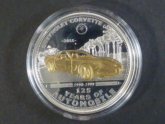 5 Dollar 2011 - 125 YEARS OF AUTOMOBILE " Chevrolet Corvette, Ag 0.925, 25 g