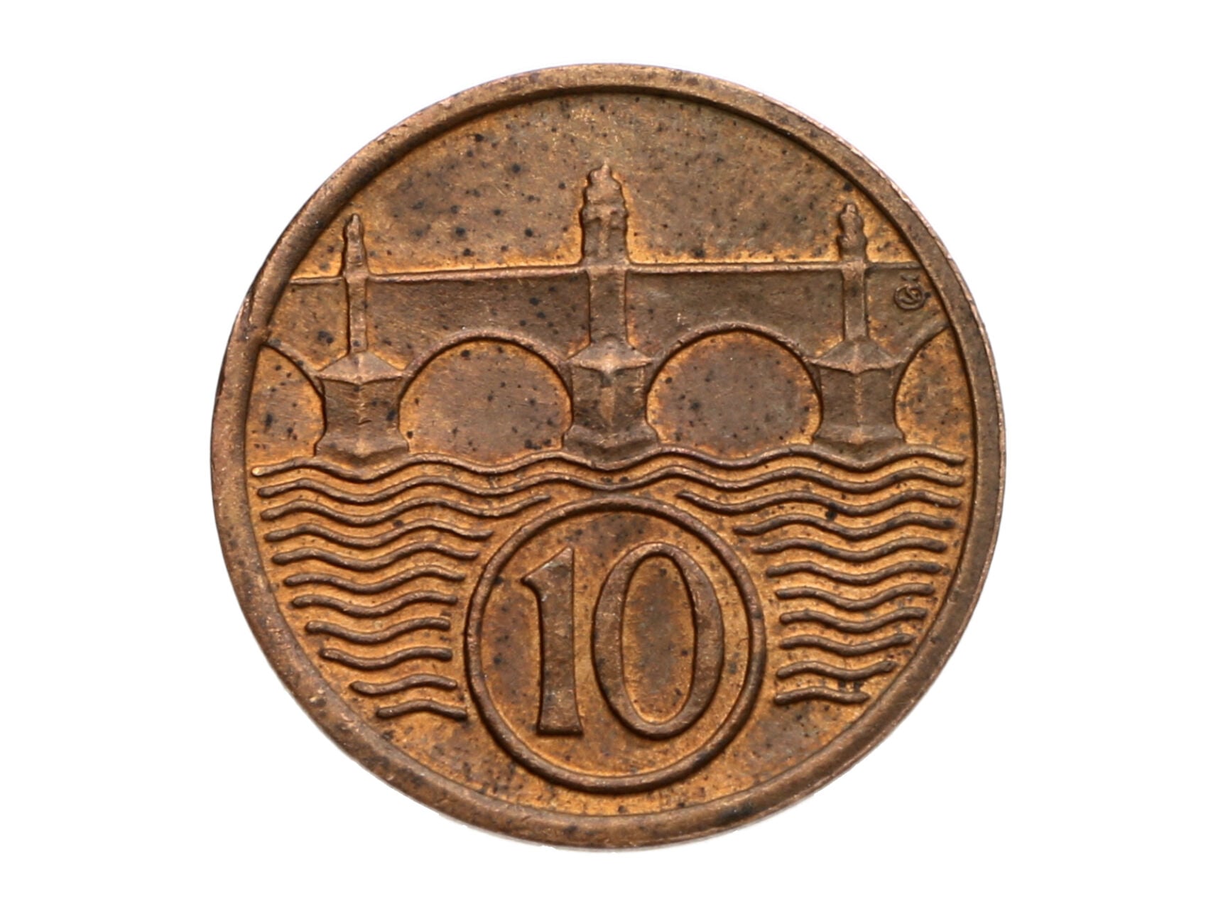 10 Haléř 1933, skvrnky_