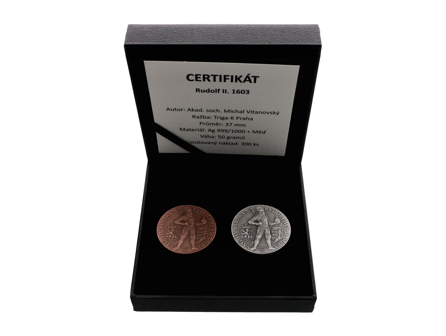 Novoražba 10ti dukátu 1603, sada v Ag + měď, 50g, 0.999 Ag..