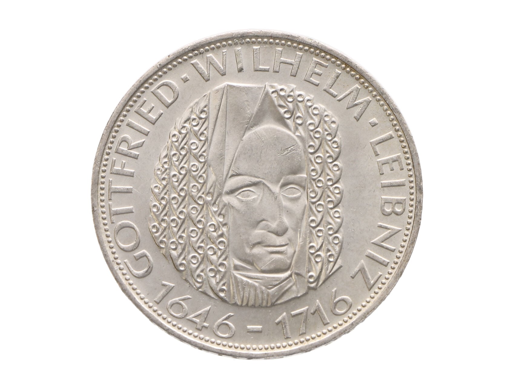 5 Marka 1966 D - 250. výročí úmrtí Wilhelma Leibnize, Ag 0.625, 11.20 g._