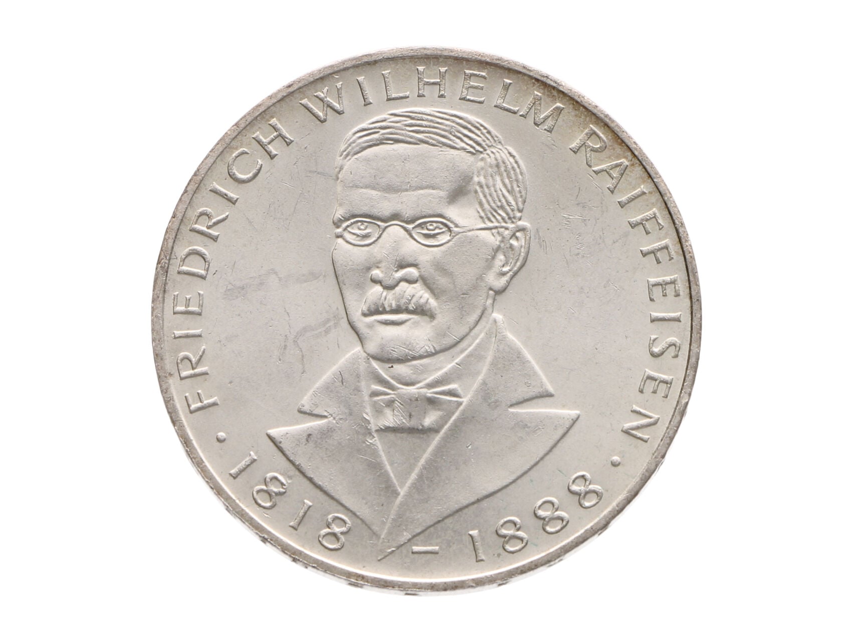5 Marka 1968 J - 150. výročí narození Friedricha Wilhelm Raiffeisena, Ag 0.625, 11.20 g._