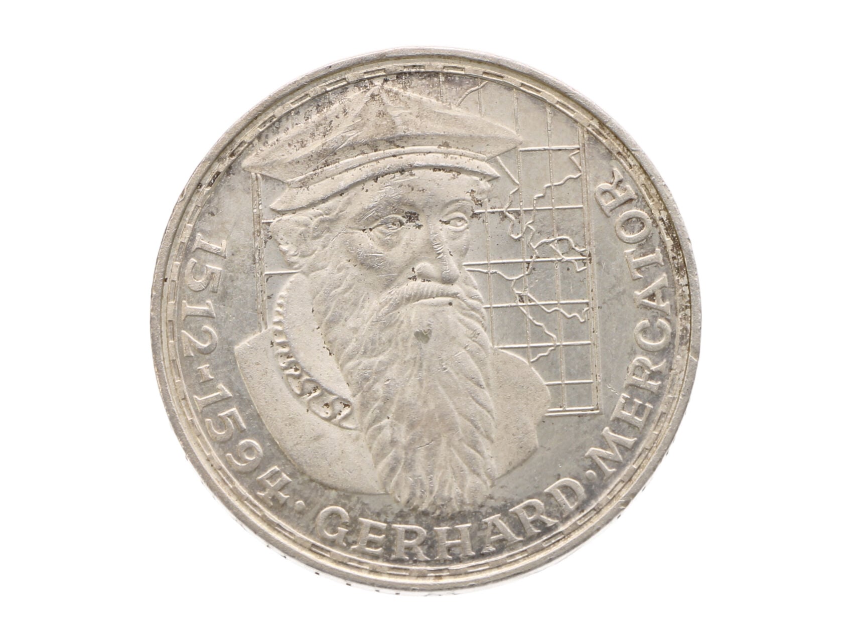 5 Marka 1969 F - 375. výročí úmrtí Gerharda Mercadora, Ag 0.625, 11.20 g._