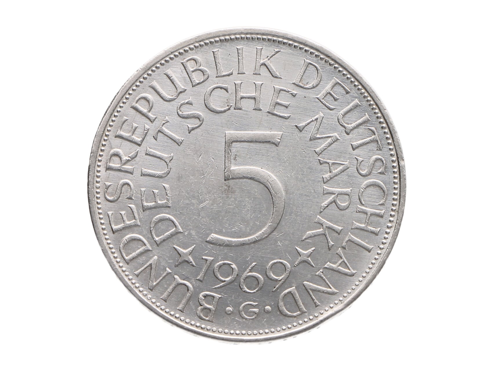 5 Marka 1969 G, Ag 0.625, 11.20 g._