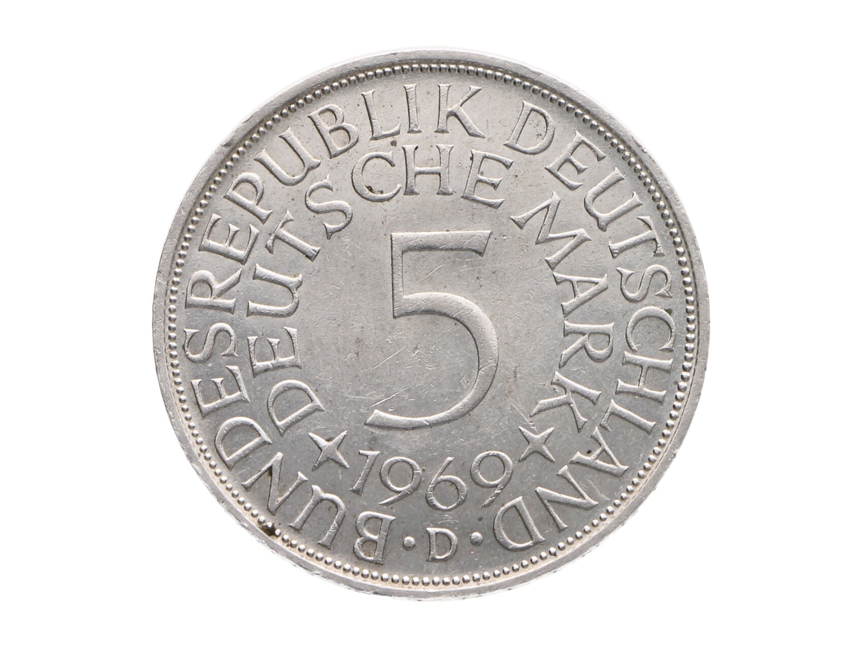 5 Marka 1969 D, Ag 0.625, 11.20 g._