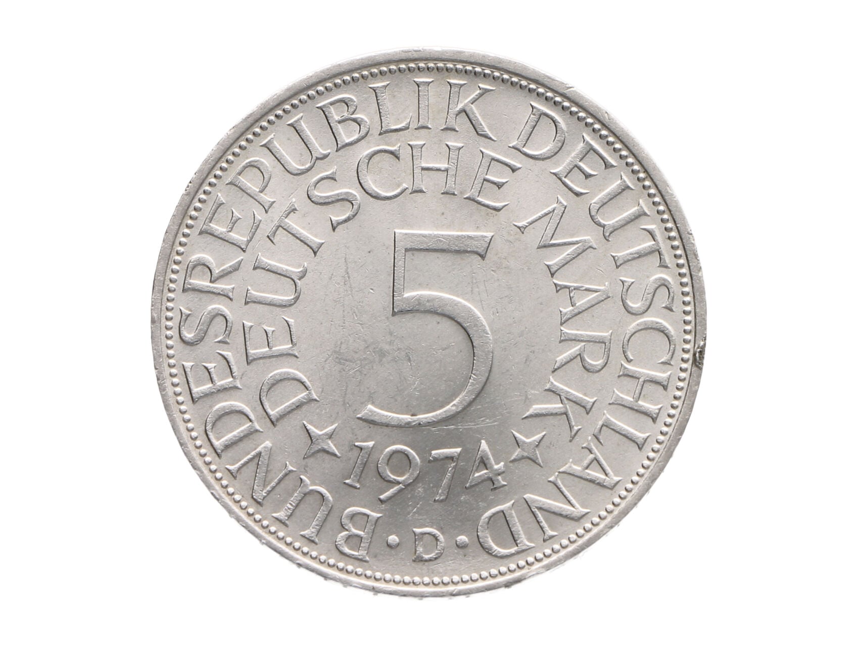 5 Marka 1974 D, , Ag 0.625, 11.20 g., hranka_
