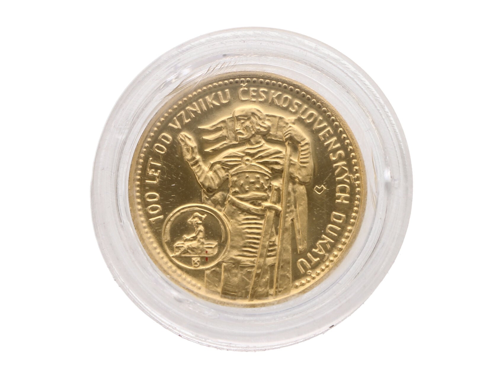 Česká republika 1993 - AU pamětní dukátová medaile 2023, 100 let Československých dukátů, ČNS Praha, Au 986/1000, 20 mm, 3,49 g., autor M. Vitanovský, certifikát, etue_
