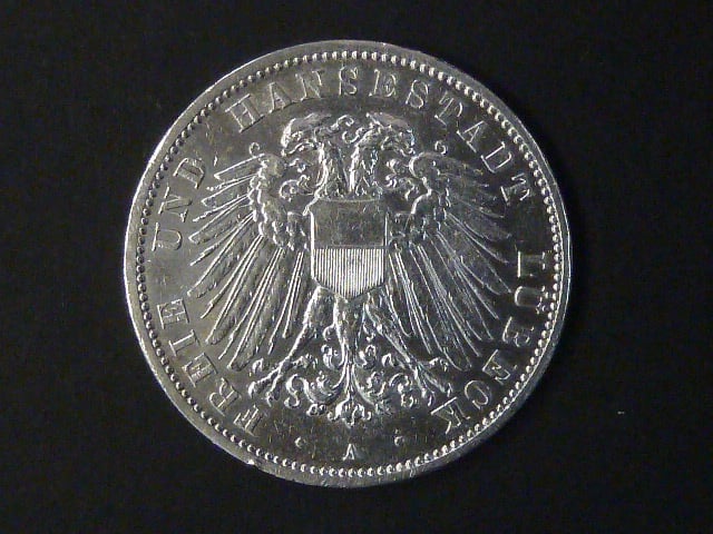 Lübeck, 3 Mark 1914 A, J. 82