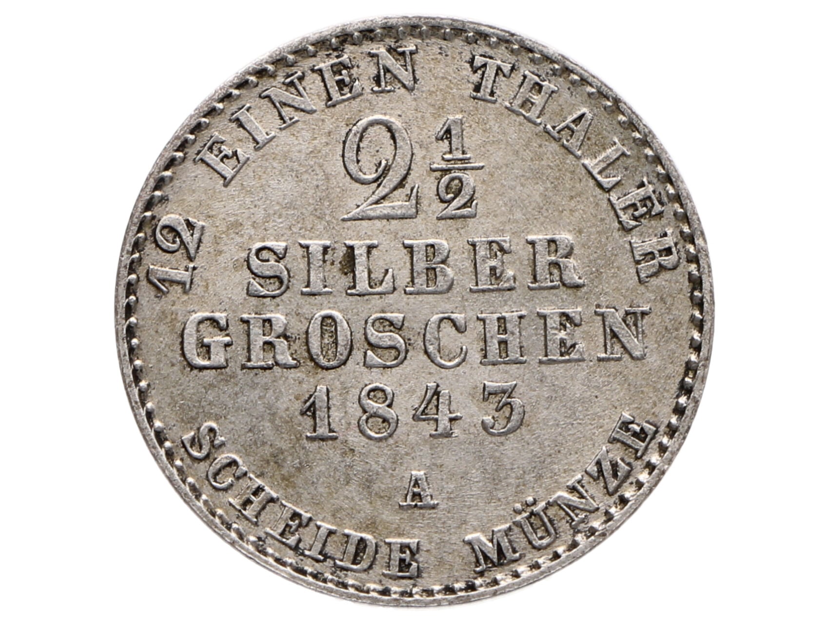 2 a 1/2 stříbrného groše 1843A_