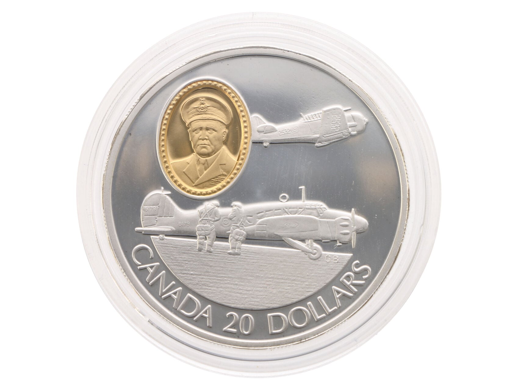 20 Dollar 1990 - letoun Avro Anson, 31,1g, 0.925 Ag_
