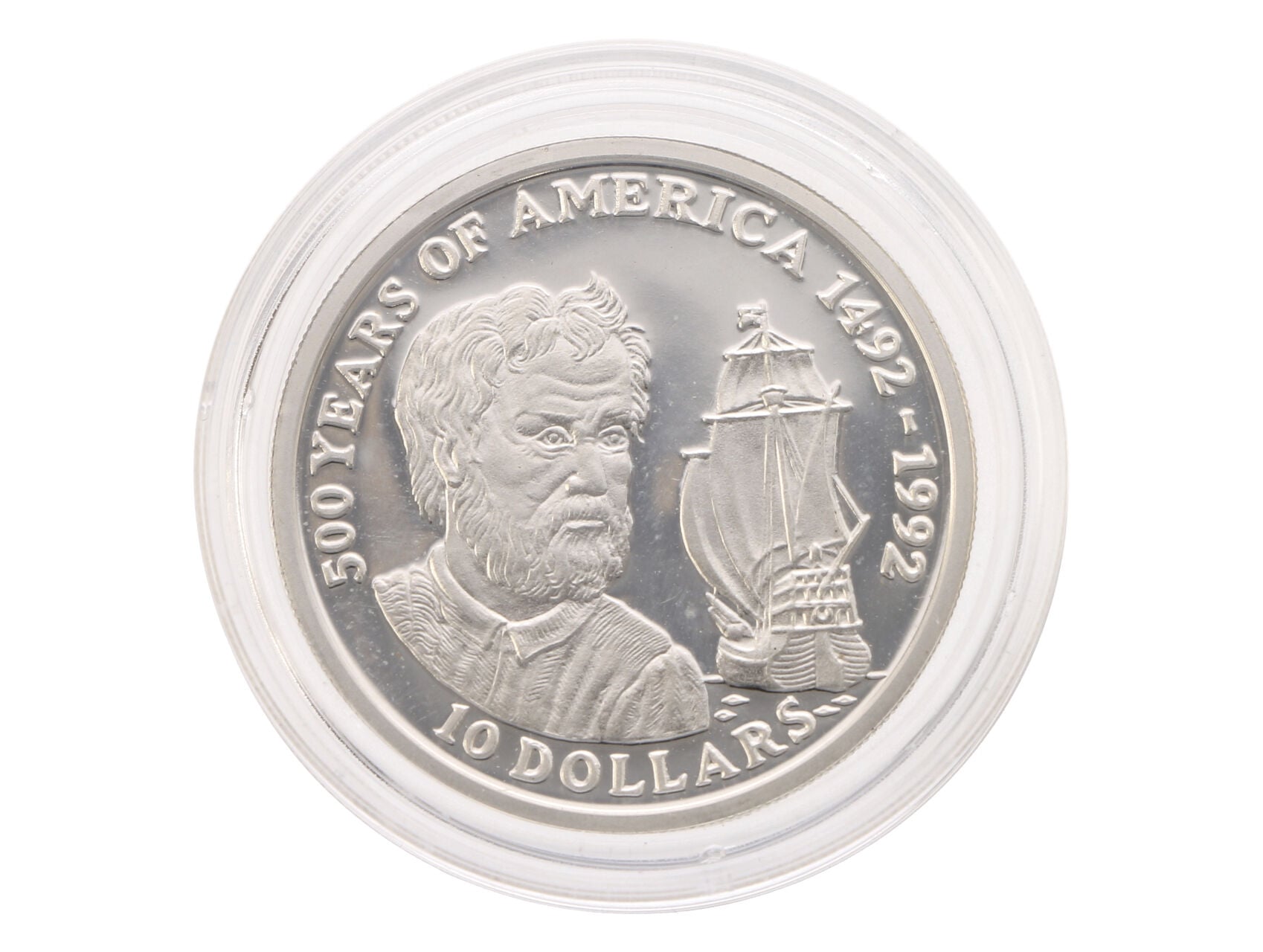 10 Dollar 1990 - 500. výročí objevení Ameriky, 10g, 0.925 Ag_