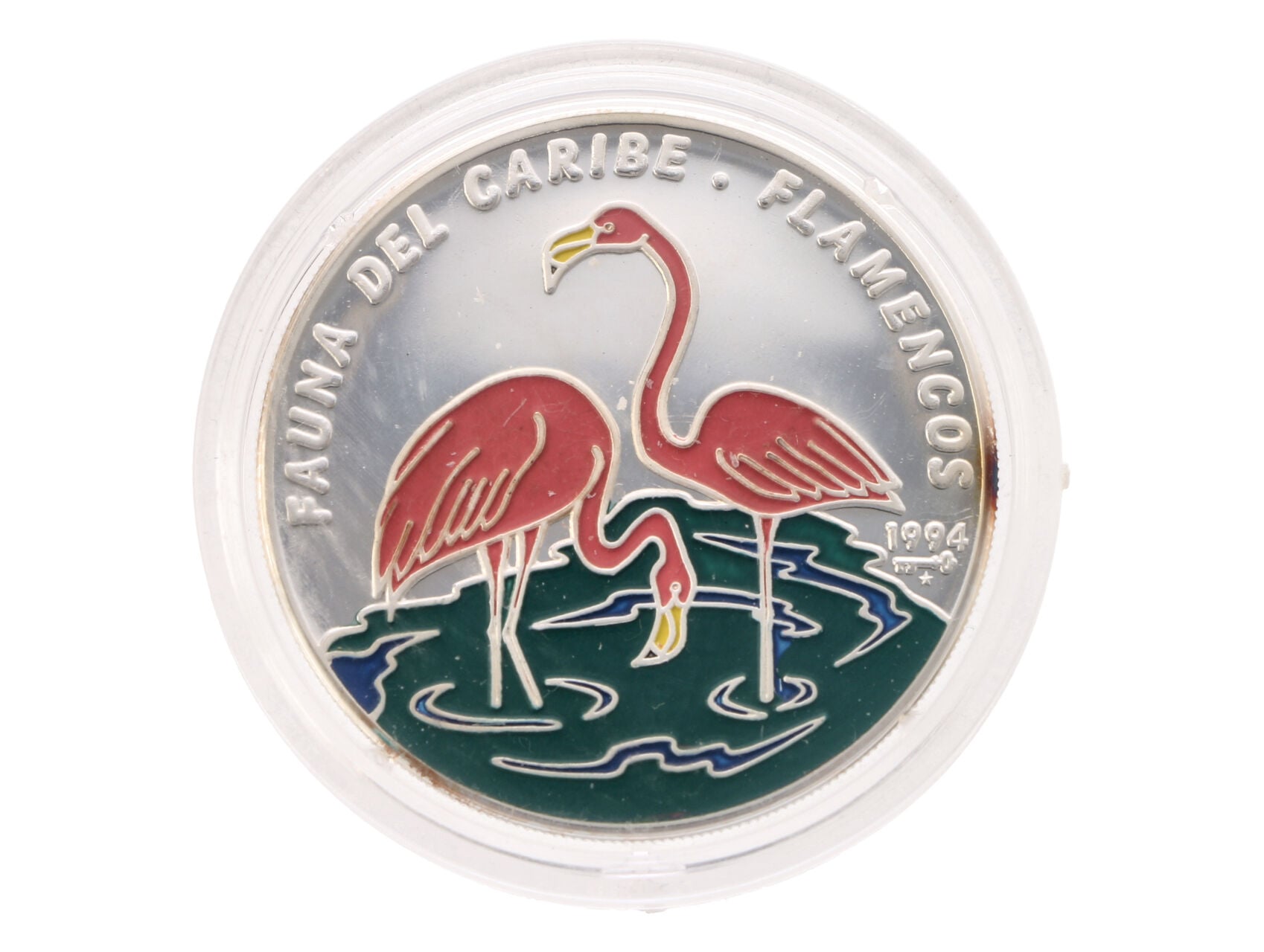 10 Peso 1994 - Karibská fauna - plameňáci, 20g, 0.999 Ag, náklad 7000ks