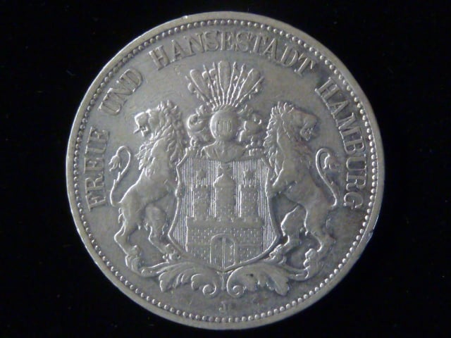 Hamburk, 5 Mark 1895 J, J.65, KM. 610