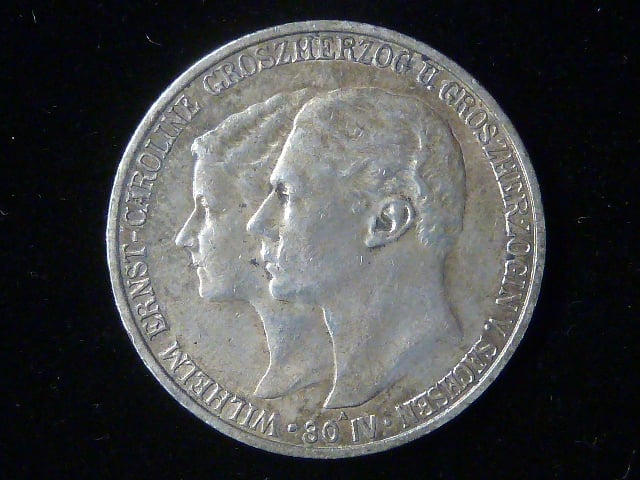 Sasko-Weimar-Eisenach, Wilhelm Ernst (1901-1918), 2 Mark 1903 A, J.158