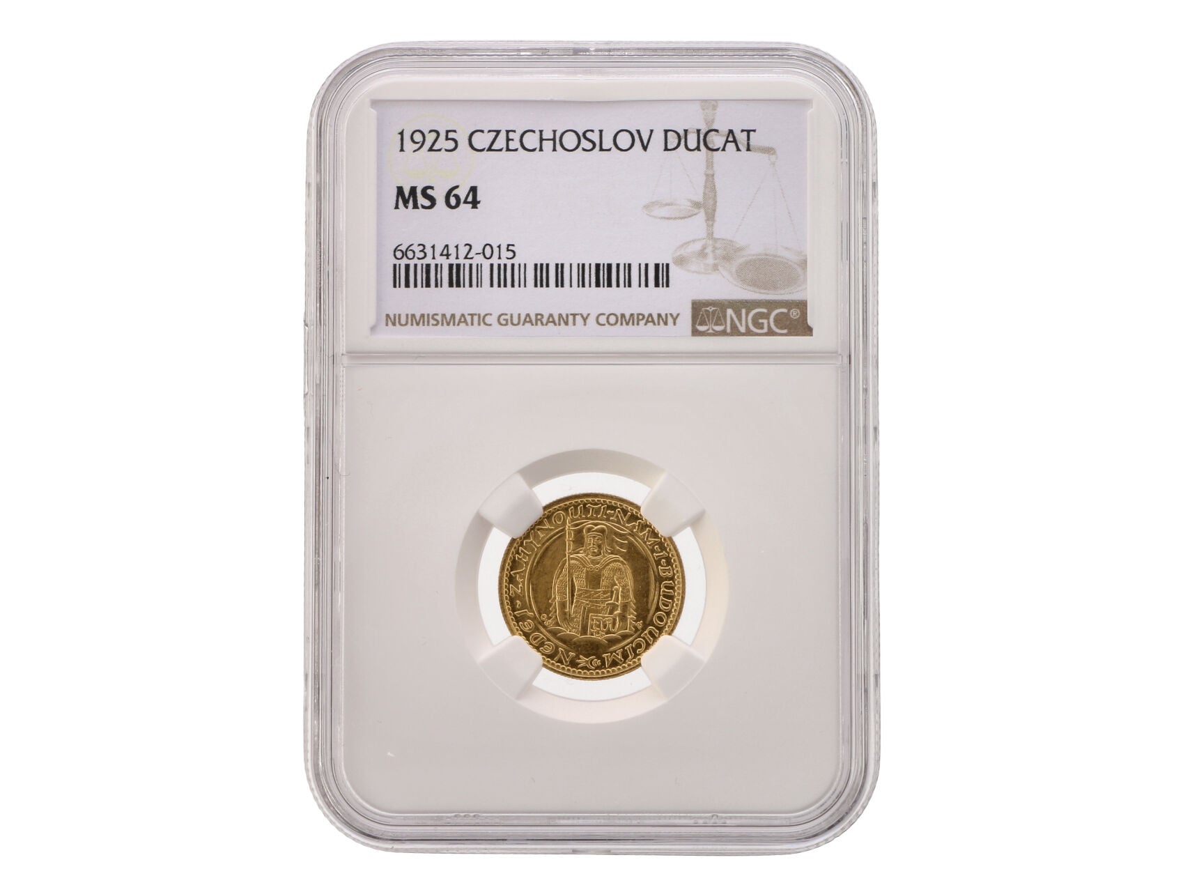 Dukát 1925 sv. Václav, náklad 66279 ks, NGC MS64