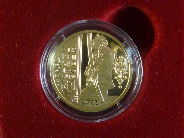100 Euro 2021 Nehmotné kultúrne dedičstvo SR - Fujara, Au 900, 9,5g, etue, certifikát