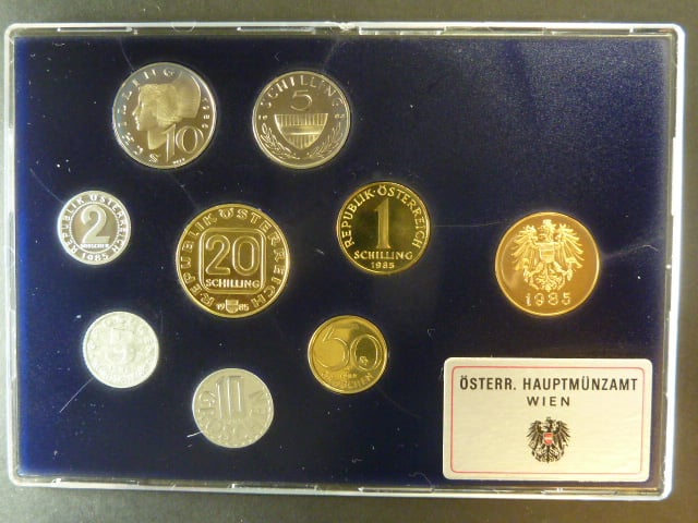 Sada oběžných mincí Rakousko 1985 proof