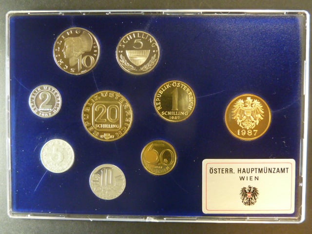 Sada oběžných mincí Rakousko 1987 proof