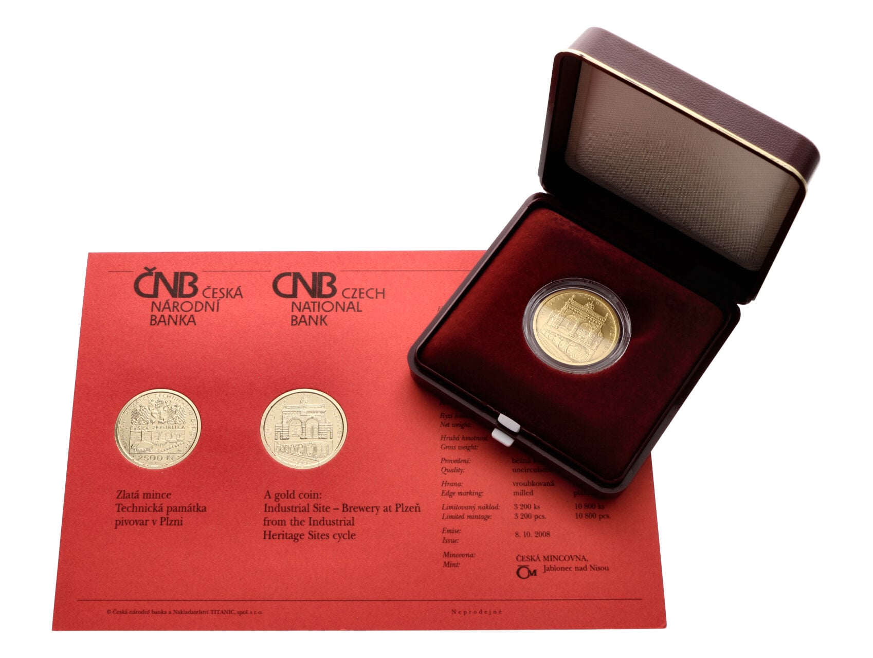 2500 Kč 2008 Kulturní památka - pivovar v Plzni, náklad 3056ks, 1/4 Oz_