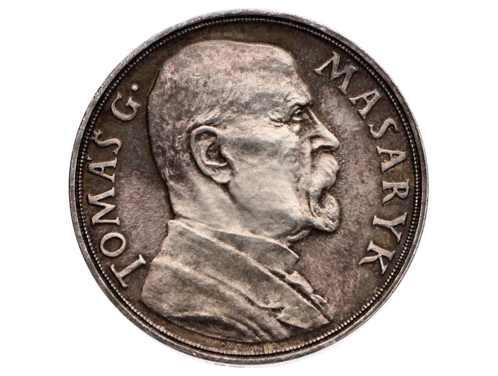 Stříbrná medaile 85. narozeniny Tomáše Garrigue Masaryka, puncováno na hraně, 32mm, 14,85g, 0.937 Ag_