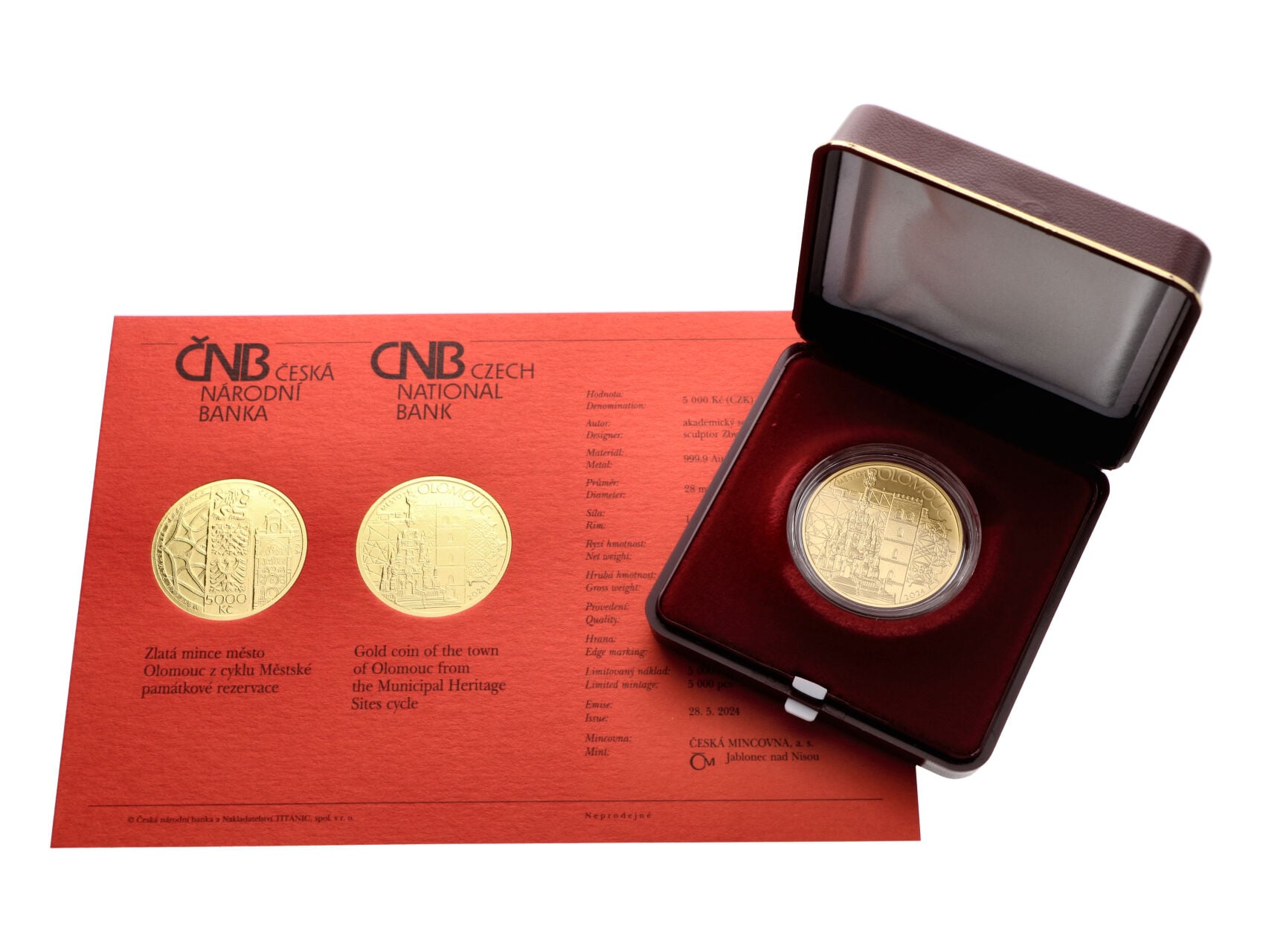 5000 Kč 2024 Městské památkové rezervace - město Olomouc, 1/2 OZ_