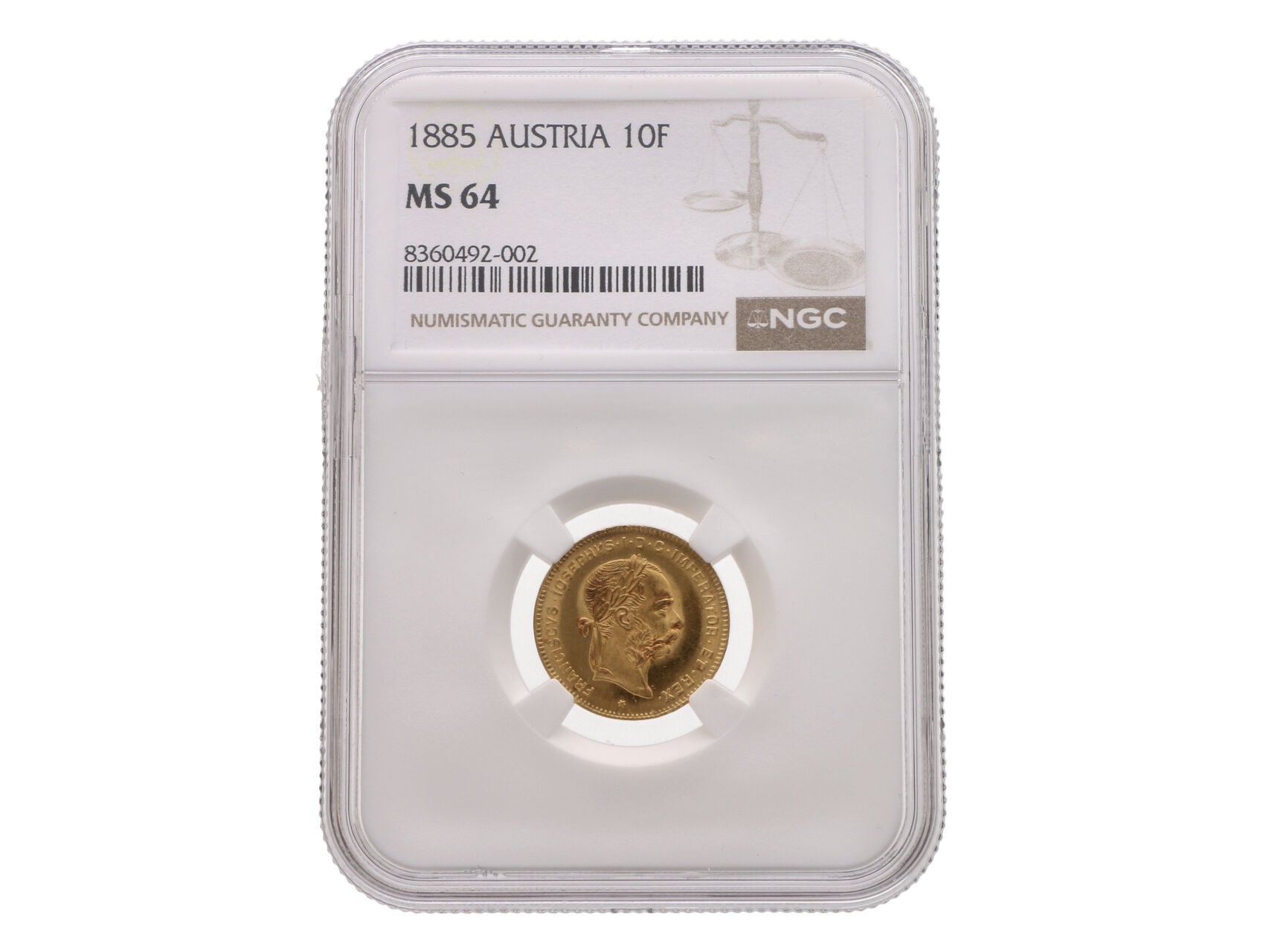 4 Zlatník 1885 K.B. - NGC MS 64_